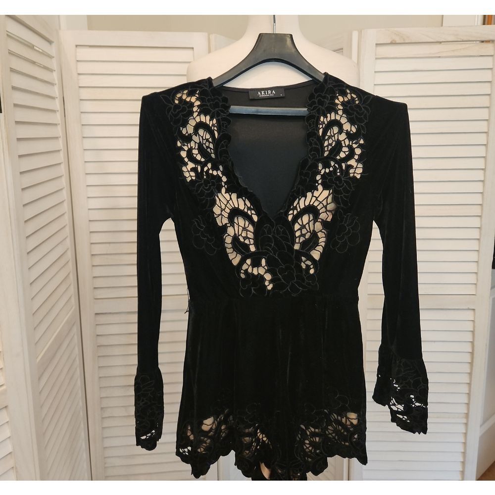 AKIRA Black Velvet Romper Size S